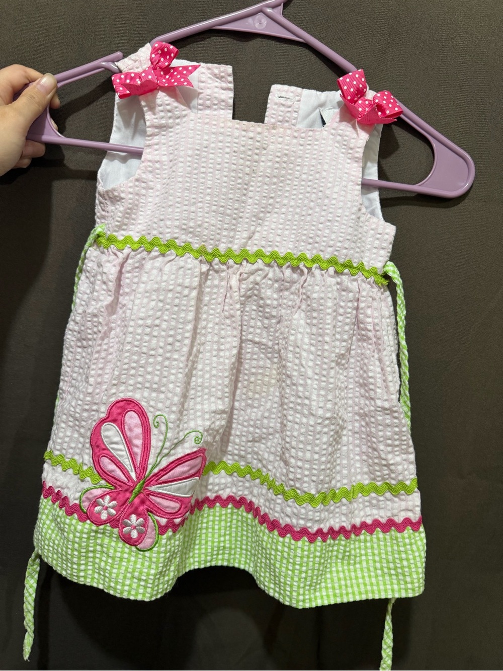 Rare Editions White Girls Bottoms with Pink Polka Dot Bow